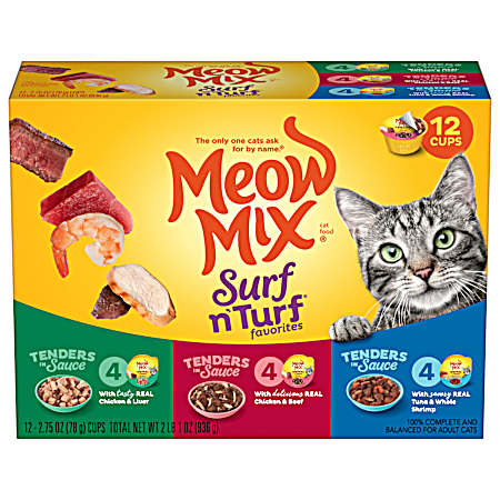 Tender Favorites Surf 'n Turf Variety Wet Cat Food - 12 Pk