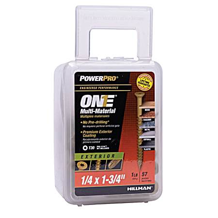 ONE Flat Exterior Bronze Multi-Material Screws - 57 pk. - 1/4 in. x 1-3/4 in.