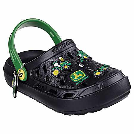 Boys' Black/Green John Deere Slip-On Clogs