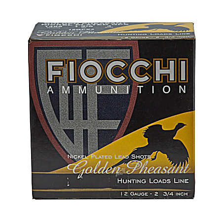 12 Gauge Golden Pheasant Nickel Plated Lead 2-3/4'' 4 Shot Shotshells - 25 Rounds