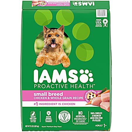 Adult Small Breed Chicken & Whole Grains Dry Dog Food, 15 lbs