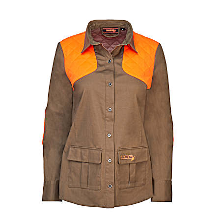 Women's Stone/Blaze Orange Upland Button Down Long Sleeve Shirt