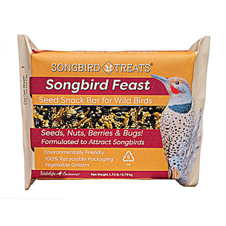 1.75 lb Songbird Feast Large Seed Snack Bar For Wild Birds