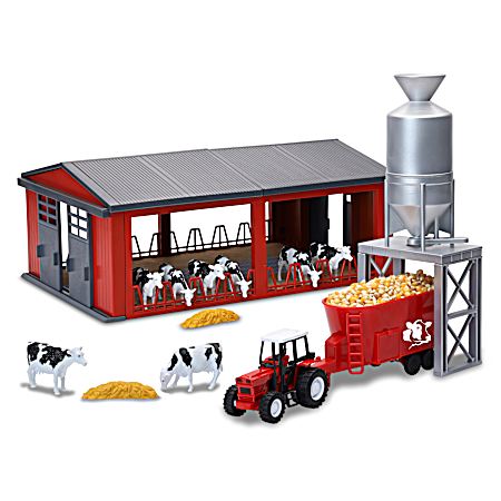 1:32 Dairy Farm w/ Shed , Feeding Silo & Tractor