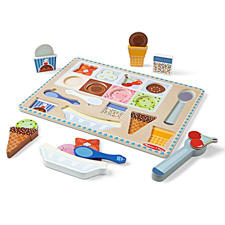 16-Piece Ice Cream Wooden Magnetic Puzzle Play Set