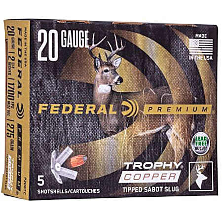 Freight Train Copper Sabot Slug 20 Ga 275 Gr 3 in Shotshells - 5 Rounds