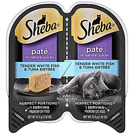 All Lifestages Perfect Portions 2.6 oz Tender Whitefish & Tuna Entree Pate in Gravy Wet Cat Food