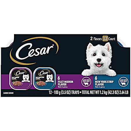 Adult Filets in Sauce Filet Mignon & New York Strip Variety Pack Wet Dog Food - 12 ct