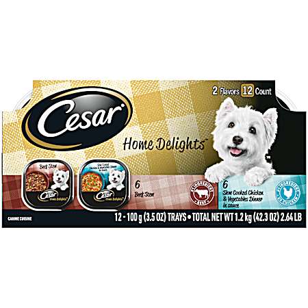 Adult Home Delights Slow Cooked Chicken & Beef Stew Variety Pack Wet Dog Food - 12 ct