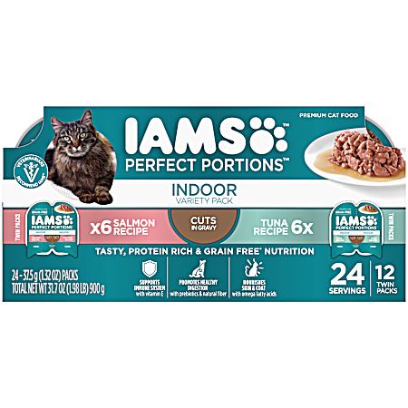 Perfect Portions Adult Grain-Free Indoor Salmon & Tuna Variety Pack Wet Cat Food - 12 pk