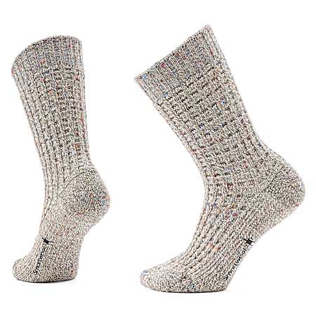 Women's Everyday Cozy Waffle Press Crew Socks - Taupe / Natural Merl