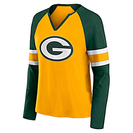 Women's Green Bay Packers Gold Primary Secondary Long Sleeve Shirt