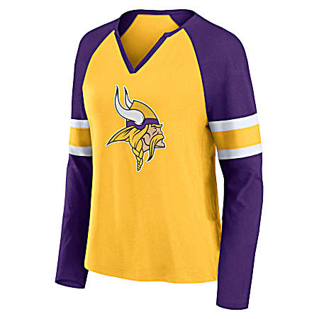 Women's Minnesota Vikings Gold Primary Secondary Long Sleeve Shirt