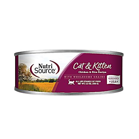 5.5 oz Cat & Kitten Chicken & Rice Formula Wet Cat Food