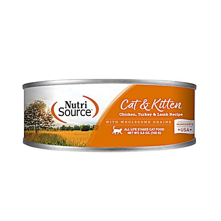 5.5 oz Cat & Kitten Chicken, Turkey & Lamb Formula Wet Cat Food