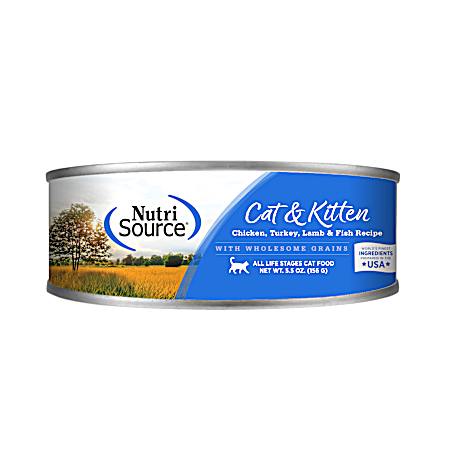 5.5 oz Cat & Kitten Chicken, Turkey & Lamb Formula Wet Cat Food