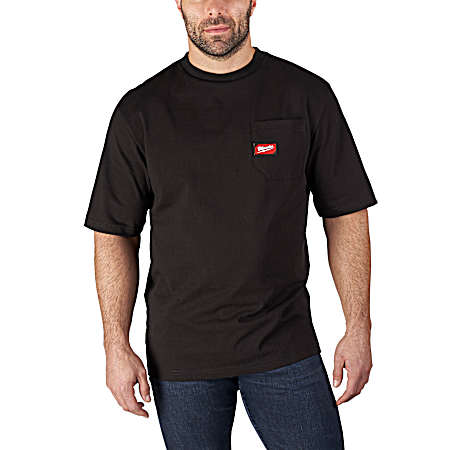 Men's MILWAUKEE Black Heavy-Duty Regular Fit Crew Neck Short Sleeve Pocket T-Shirt