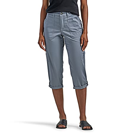 Women's Tech Gray Ultra Lux Flex-To-Go Cargo Capri's