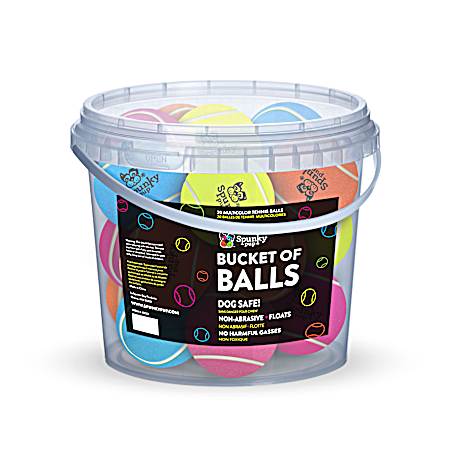 Bucket of Balls 20 Multicolor Dog Safe Tennis Balls