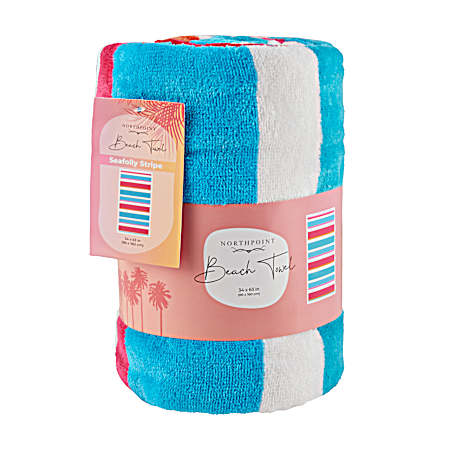 34 in x 63 in Seafolly Stripes Beach Towel- Assorted