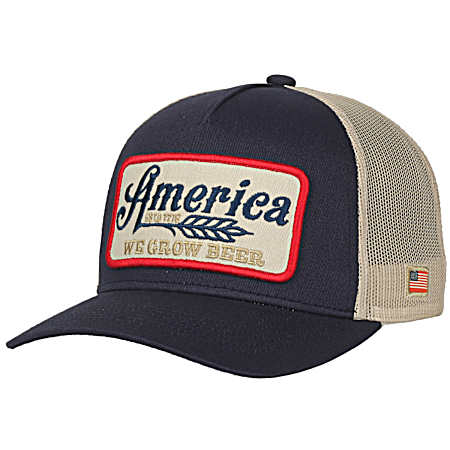 Men's Navy/Beige America We Grow Beer Mesh Back Cap