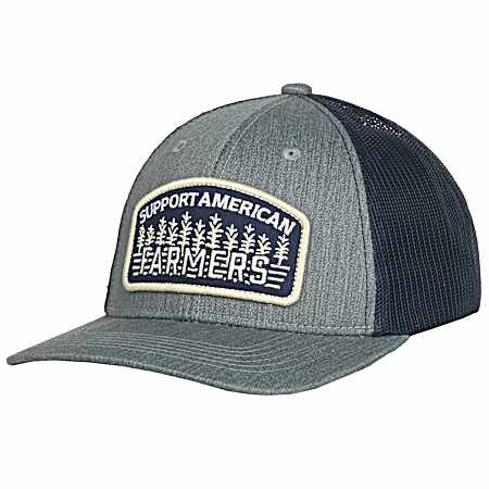 Men's Heathered Grey/Navy Support American Farmers Mesh Back Cap