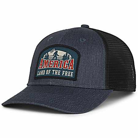 Men's Navy American Land Of The Free Logo Mesh Back Cap