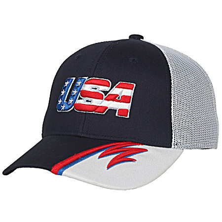 Men's Navy/White USA Flag Logo Mesh Back Cap
