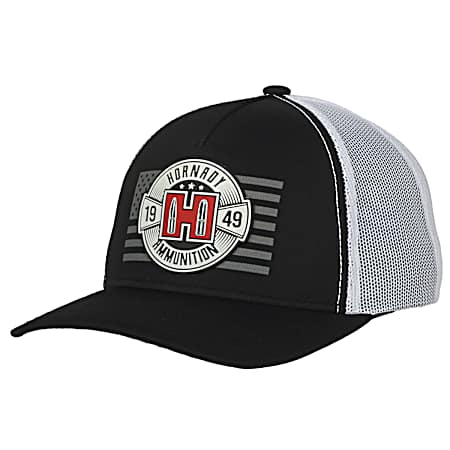 Men's Black/White Circle Patch Logo Meshback Cap