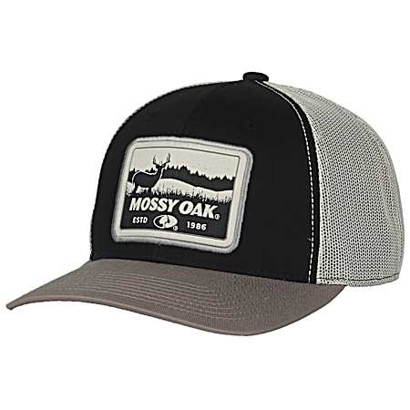 Men's Black/Putty Iconic Deer Patch Logo Meshback Cap