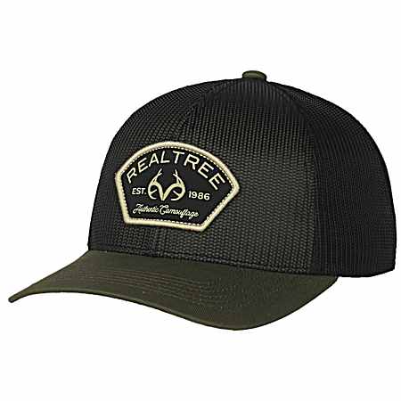 Men's Loden/Black Traditional Patch Logo Meshback Cap