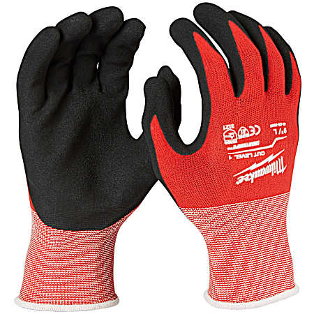 Cut Level 1 Red & Black Dipped Work Gloves