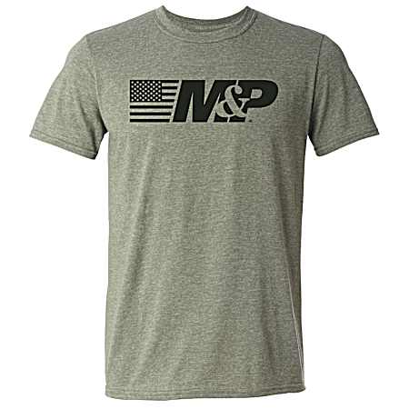 Men's Heather Green Side By Side Flag Logo Short Sleeve Shirt