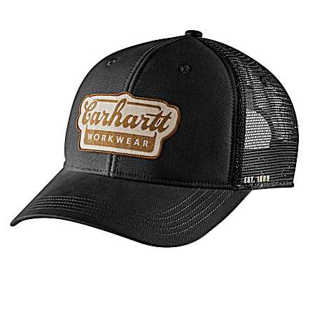 Men's Black Rugged Flex Mesh Back Script Cap