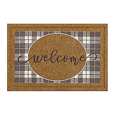 24 in x 36 in Welcome Plaid Grace Doormat