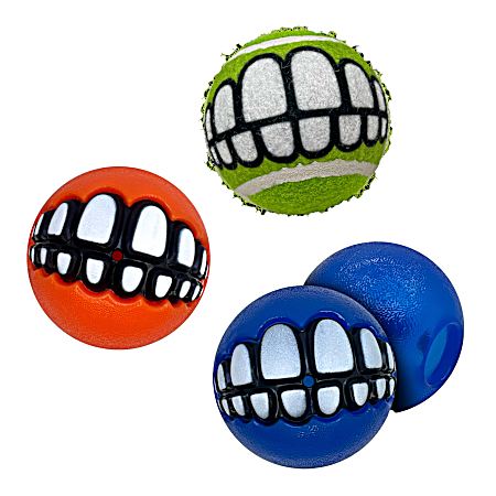 Grinz by Rogz Variety Ball Dog Toys - 3 Pk
