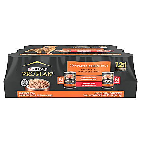 Pro Plan Beef & Rice and Chicken & Rice 12 Ct Classic Variety Pack