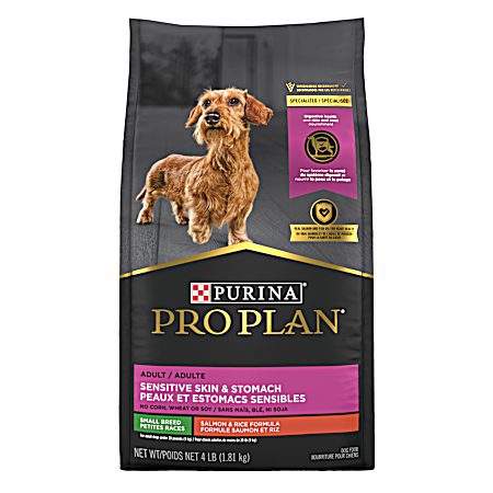 Pro Plan Small Breed Sensitive Skin and Stomach Salmon & Rice Formula Dry Dog Food, 4 lb