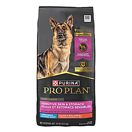 Pro Plan Large Breed Sensitive Skin and Stomach Salmon & Rice Formula Dry Dog Food, 34 lb