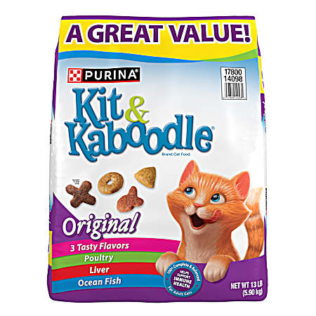 Kit & Kaboodle Adult Original Medley Dry Cat Food, 13 lbs