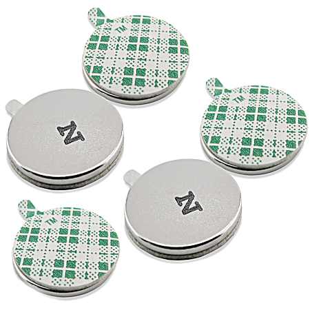 Neodymium Disc Magnets w/ Adhesive - N35 Foam Adhesive North Side Marked 0.750 in. Dia. X 0.060 in. Thick, 3.91 lb. Pull
