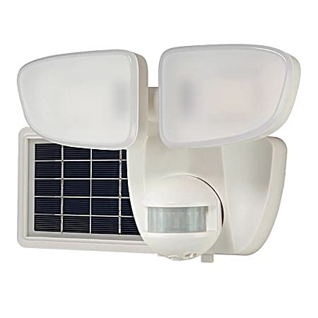 SLFS 180-Degree White Solar Powered Motion Activated Outdoor Integrated LED Flood Light - 700 Lumens