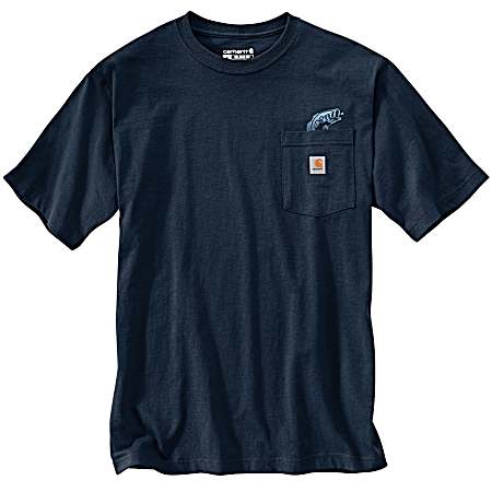 Men's Navy Fish Graphic Short Sleeve Shirt