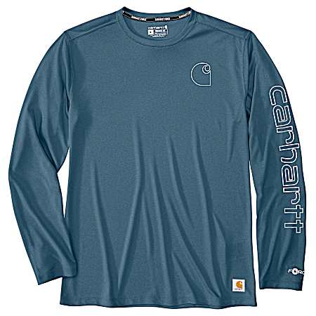 Men's Storm Blue Heather Force Sun Defender Long Sleeve Shirt