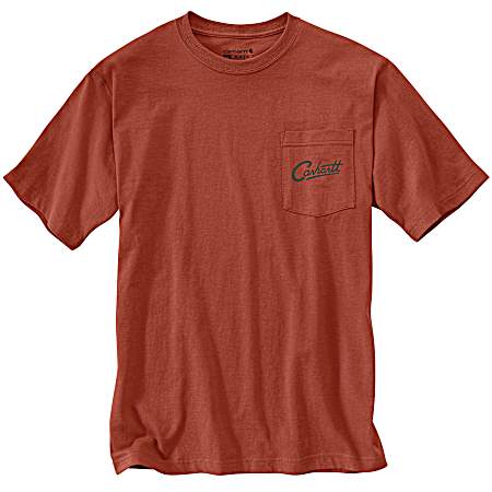 Men's Saddle Red Camp Graphic Short Sleeve Shirt