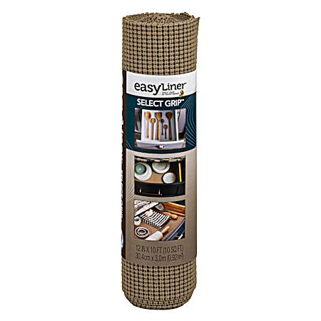 12 in x 10 ft Select Grip Shelf Liner - Brownstone