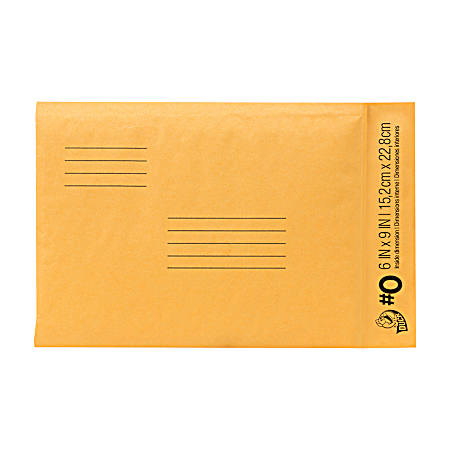 6 in X 9 in #0 Manila Kraft Bubble Mailer