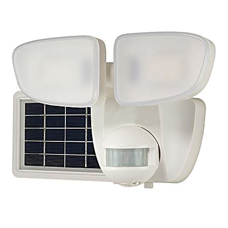 SLFS 180-Degree White Solar Powered Motion Activated Outdoor Integrated LED Flood Light - 1500 Lumens