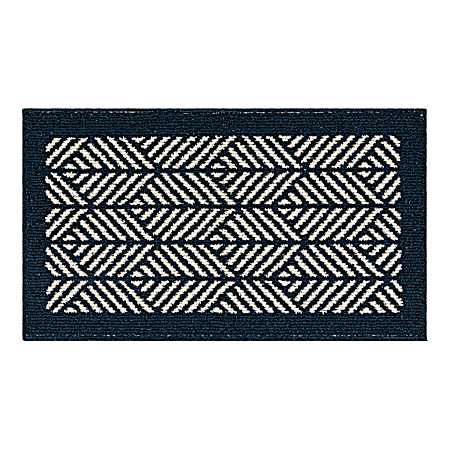 Aspen Border 20 in x 34 in Indoor Rug - Dark Blue/Starch