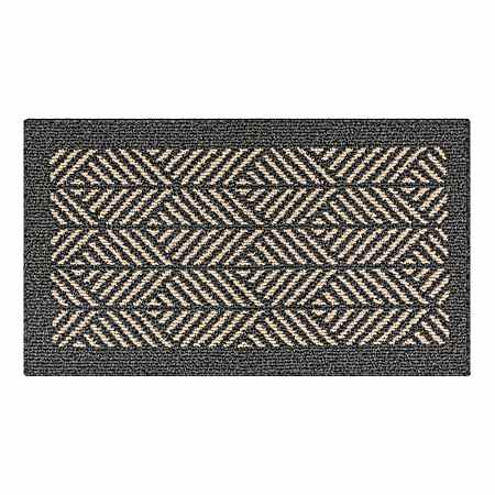 Aspen Border 20 in x 34 in Indoor Rug - Dark Gray/Tan